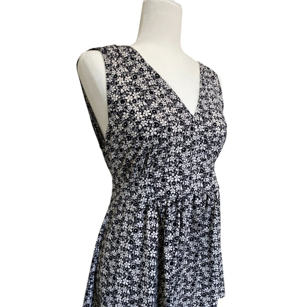 Vintage Black White Floral V-Neck Maternity Top - Size XL